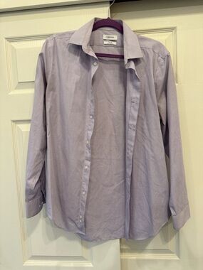 Calvin Klein Men's Purple Lavender Checkered Dress Shirt size Medium Slim fit